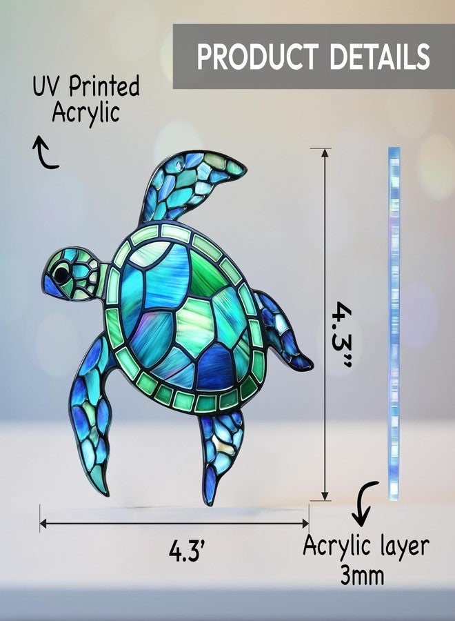 DINIZON Sea Turtle Acrylic Suncatcher Ornament with Story Card, Sea Turtle Gifts for Women, Beach Gifts for Women, Beach Christmas Ornaments for Tree, White Elephant Presents for Friendship (Blue Sea) - Image 2