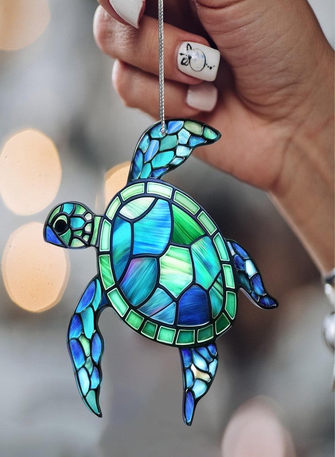DINIZON Sea Turtle Acrylic Suncatcher Ornament with Story Card, Sea Turtle Gifts for Women, Beach Gifts for Women, Beach Christmas Ornaments for Tree, White Elephant Presents for Friendship (Blue Sea) - Image 5