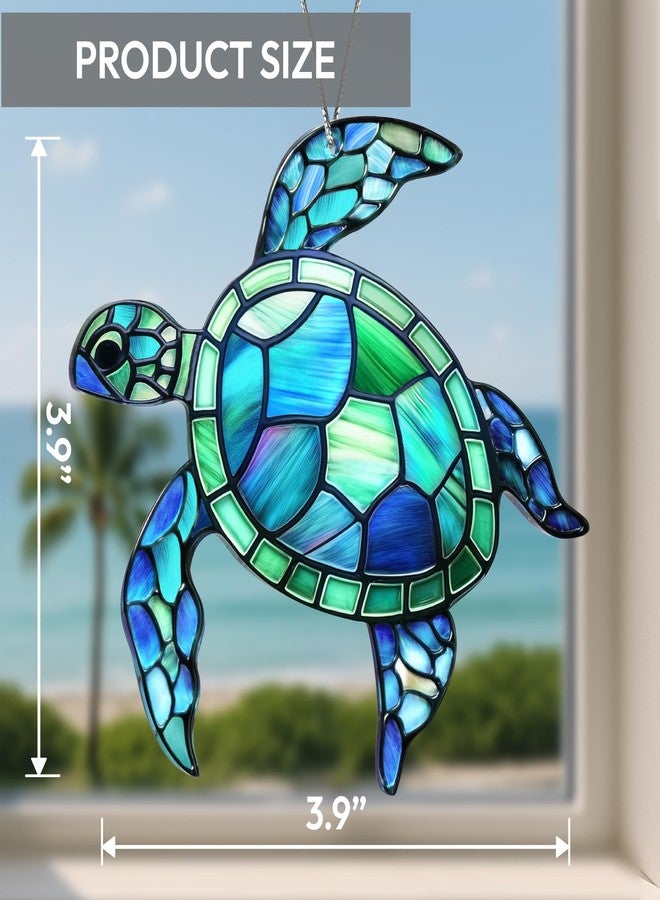 DINIZON Sea Turtle Acrylic Suncatcher Ornament with Story Card, Sea Turtle Gifts for Women, Beach Gifts for Women, Beach Christmas Ornaments for Tree, White Elephant Presents for Friendship (Blue Sea) - Image 3