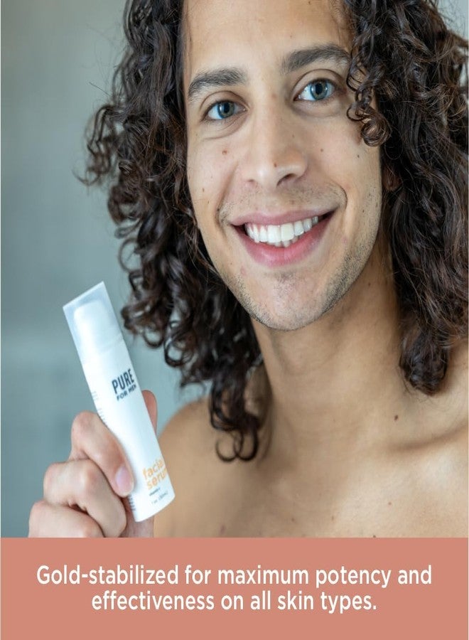 Pure For Men Gold Vitamin C Serum | Vegan, Nourishes, Brightens, and Hydrates for Radiant, Youthful Skin from Cheek to Cheek | Essential Oils & Ascorbic Acid | 1 oz. - Image 3