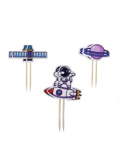 Confetti Confetti! 24 PCS Outer Space Cupcake Toppers Planet Party Supplies Birthday Decorations Rocket Astronaut Cupcake Decoration Outer Space Spaceship Themed Kids Children Party Supplies  - Image 5