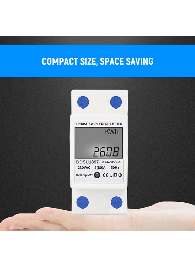 Generic - Digital Electric Energy Meter Single Phase DIN Rail Electricity Meter One Phase Two Wire Multifunction Electrical Meter - Image 1