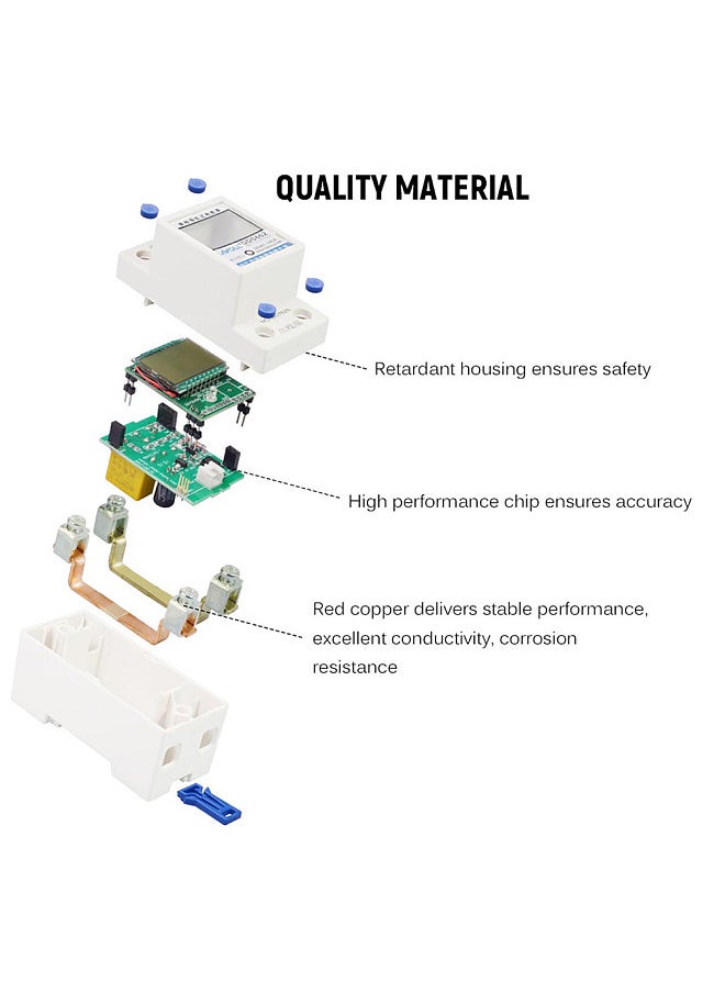 Generic - Digital Electric Energy Meter Single Phase DIN Rail Electricity Meter One Phase Two Wire Multifunction Electrical Meter - Image 1