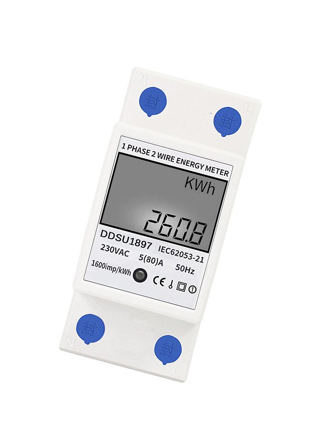 Generic - Digital Electric Energy Meter Single Phase DIN Rail Electricity Meter One Phase Two Wire Multifunction Electrical Meter - Image 1