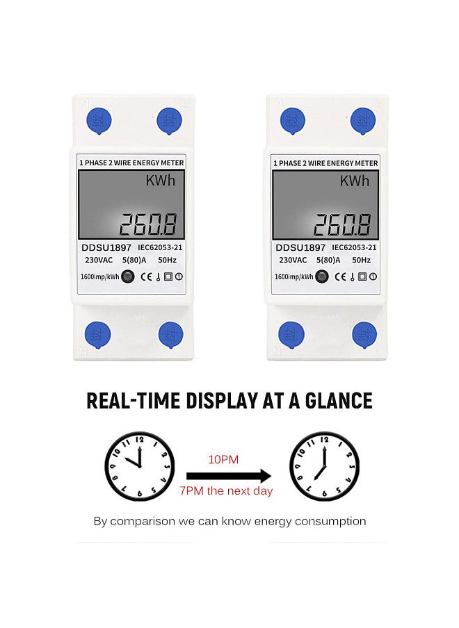 Generic - Digital Electric Energy Meter Single Phase DIN Rail Electricity Meter One Phase Two Wire Multifunction Electrical Meter - Image 1