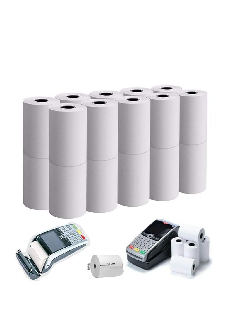 57 مم × 40 مم × 12.7 مم لفات حرارية خالية من BPA لفات ماكينة بطاقة الائتمان لفات PDQ لفات صندوق النقد (20، 57 مم × 40 مم × 12.7 مم) عبوة من 20 - Image 2