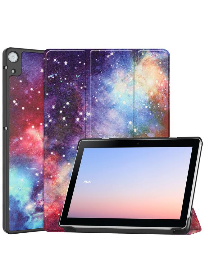 S-TOP Case For Docomo dtab D-51C Custer Painted 3-Fold Holder Leather Tablet Case - Image 1