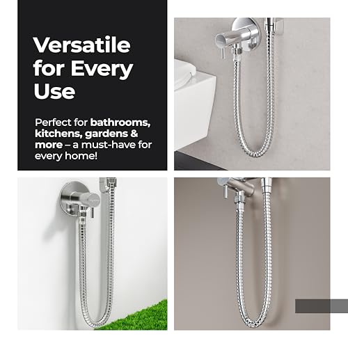Lifelong 1 metre Jet Spray Hose Pipe for Toilet | Inner & Outer 304 Stainless Steel Health Faucet Connector | Flexible, Durable & Leakproof with Brass Screw Fittings | Ideal for Hand Showers & Bidets - Image 4