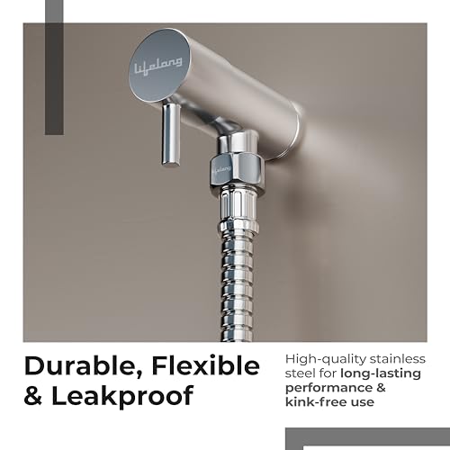Lifelong 1 metre Jet Spray Hose Pipe for Toilet | Inner & Outer 304 Stainless Steel Health Faucet Connector | Flexible, Durable & Leakproof with Brass Screw Fittings | Ideal for Hand Showers & Bidets - Image 2