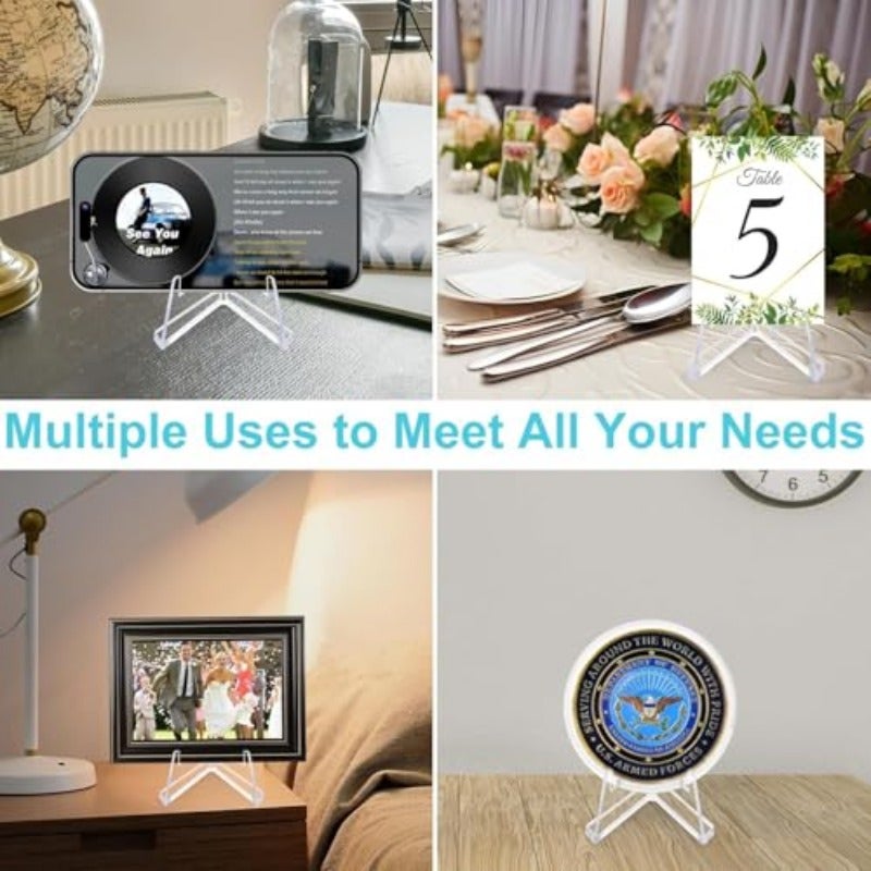 30 PCS Card Display Stand Sturdy and Stable High Grade Acrylic Transparent Display Stand Versatile Transparent Mini Easel Stand Card Display Artwork Display Stand 54mm High - Image 5