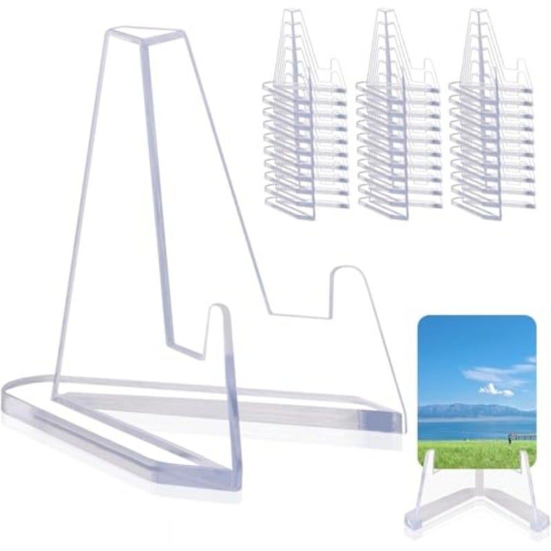 30 PCS Card Display Stand Sturdy and Stable High Grade Acrylic Transparent Display Stand Versatile Transparent Mini Easel Stand Card Display Artwork Display Stand 54mm High - Image 1