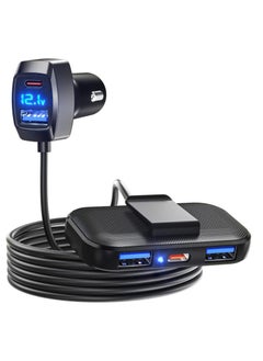Lencent 5 Multi Ports Car Charger 31w Car Charger Adapter 3 Usb a and 2 Type C Ports for Smart Phone Voltage Detection Multi Cigarette Lighter Usb Charger With 5ft and 1.5m Cable for Back Seat Charging  - Image 1