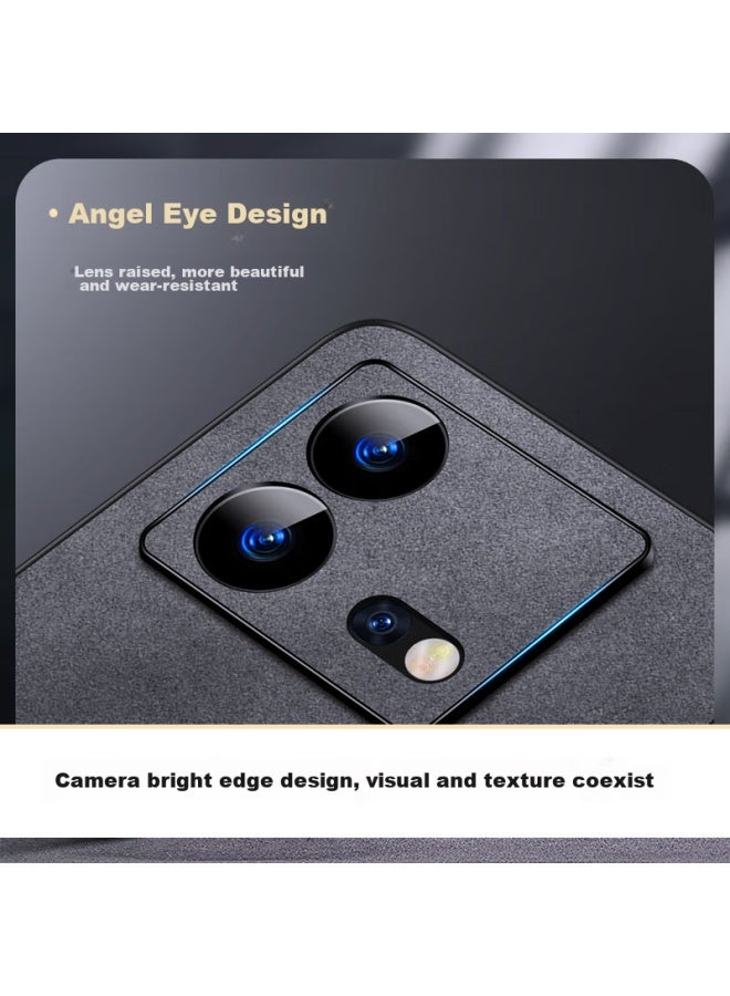 Shangsu, Suitable For Iqoo Neo8 Phone Case, Vivo Iqoo Neo8 Protective Cover, Shockproof, Full Lens Protection, Soft Shell, Simple Luxury Lambskin Outer Case, For Women And Men, Leather Case, Black - Image 3