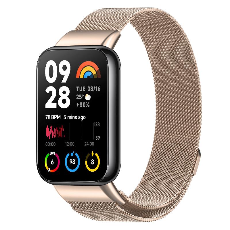 إيروريكس سوار ساعة ميلانو المغناطيسي المصنوع من الفولاذ المقاوم للصدأ لساعة Redmi Watch 5 / Watch 4 (ذهبي وردي) - Image 1