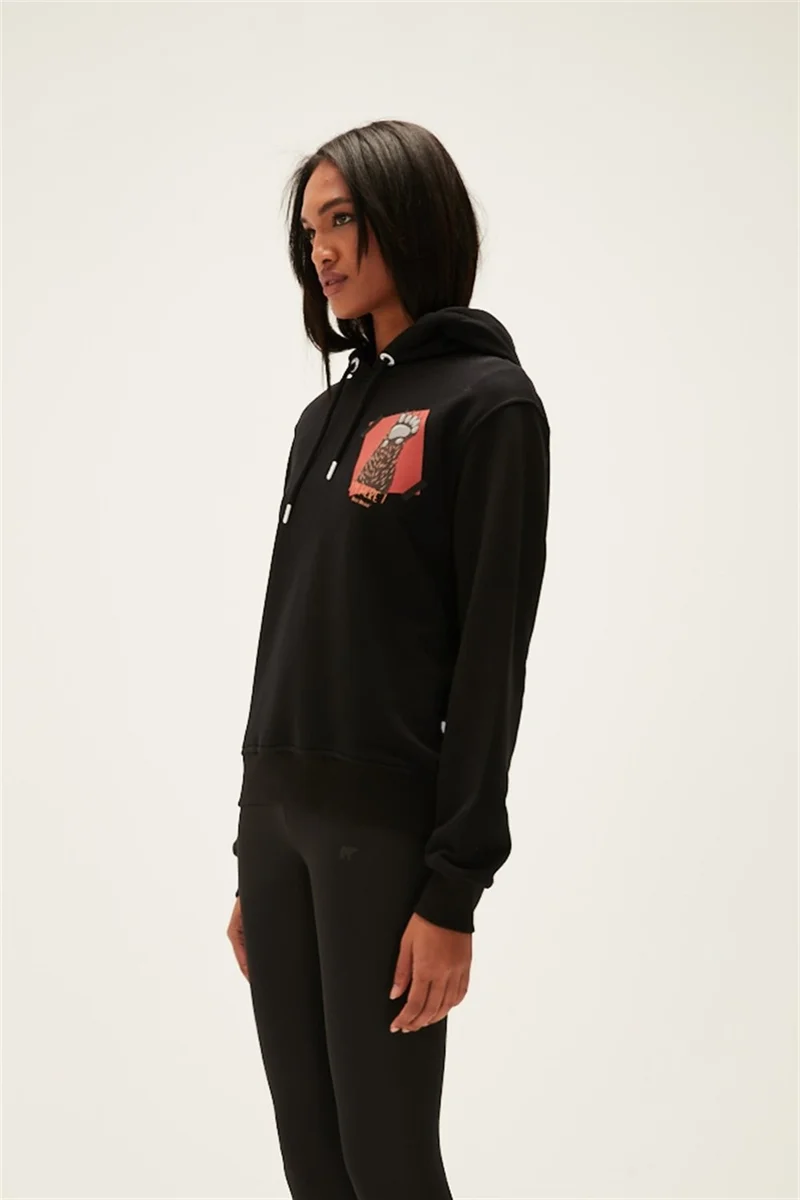 Bad Bear Here Hooded Women's Black Sweatshirt