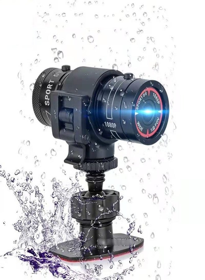 Wzquisite Bike Motorcycle Helmet Camera with Handle Brackect- 1080p Mini Sports Video Action Camera 120° Wide Angle with Waterproof for Car Handlebar Mountain Wilderness Outdoor Recorder Camcorder - Image 1