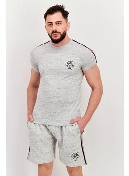 Men 2 Pieces Brand Logo T-Shirt And Short Set, Grey Combo