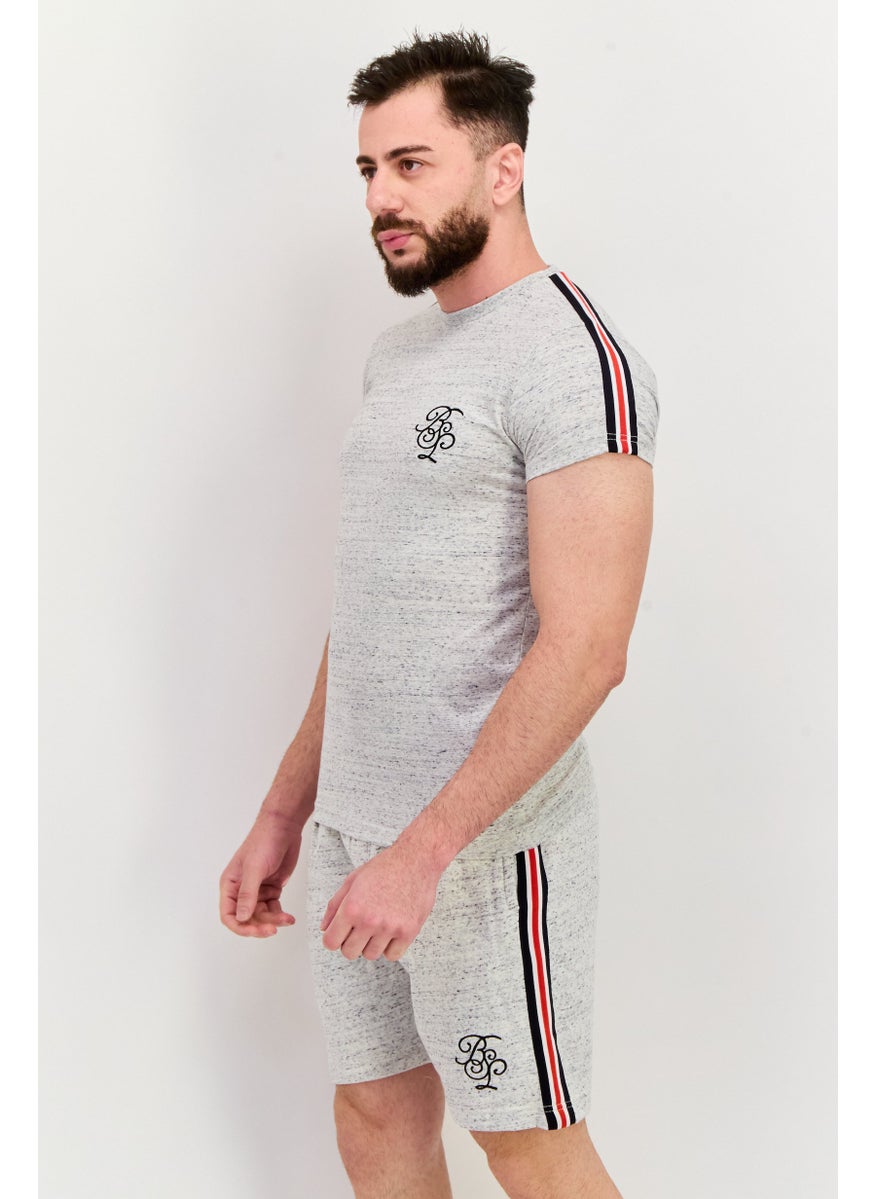 BRAVE SOUL - Men 2 Pieces Brand Logo T-Shirt And Short Set, Grey Combo - Image 1