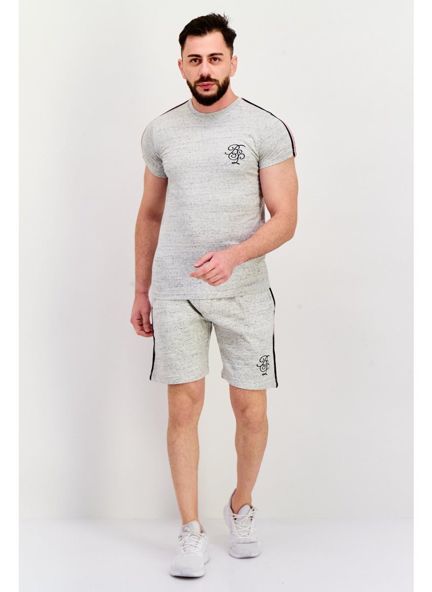 BRAVE SOUL - Men 2 Pieces Brand Logo T-Shirt And Short Set, Grey Combo - Image 1