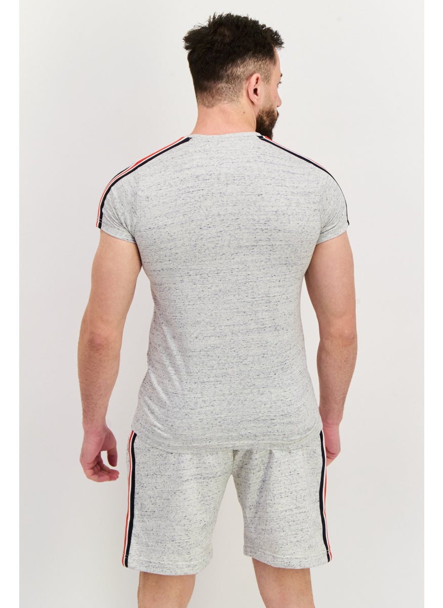 BRAVE SOUL - Men 2 Pieces Brand Logo T-Shirt And Short Set, Grey Combo - Image 1