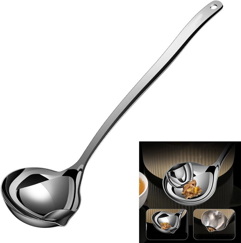 Sturdy 316 Stainless Steel Skimmers Spoon Oil Separators Ladles Ideal for Foams and Oil From Soups and Stews Kitchen Oil Spoon - Image 2