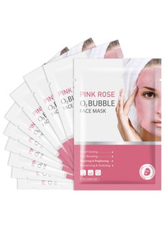 IREV Pack of 10 Pink Rose O2 Bubble Face Masks Skincare  Spa Gifts for Women  Bubble Face Sheet Mask Cleaner Foaming Purifying Facial Mask for Acne and Pores Moisturizing Beauty Sheet Masks
