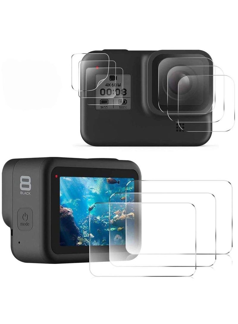 SYOSI SYOSI 9 Pcs Screen Protector for GoPro Hero 8 Black, 3 Ultra Clear Tempered Glass Screen Protector, 3 Tempered Glass Lens Protector, 3 Tempered Glass Front LCD Display Film for Hero 8 Action Camera  - Image 1