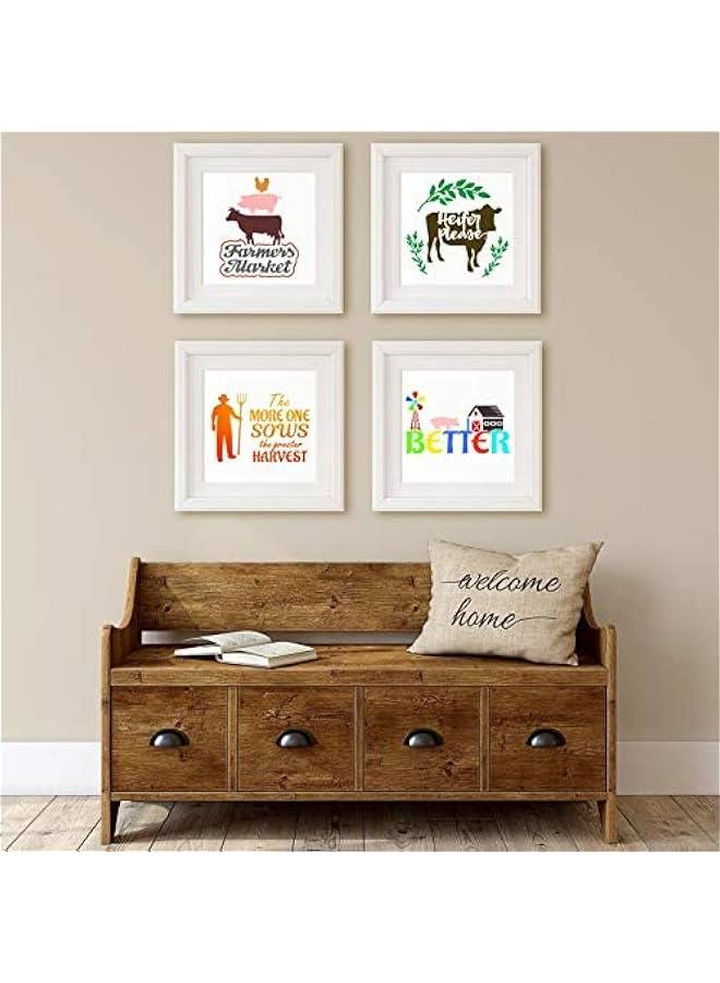 Arabest 20 Pieces Farmhouse Stencils Reusable Farm Painting Stencils Farm Theme Drawing Art Template for Scrapbooking Drawing Tracing DIY Furniture Wall Floor Fabric Decors, 2 Sizes and 20 Patterns  - Image 5