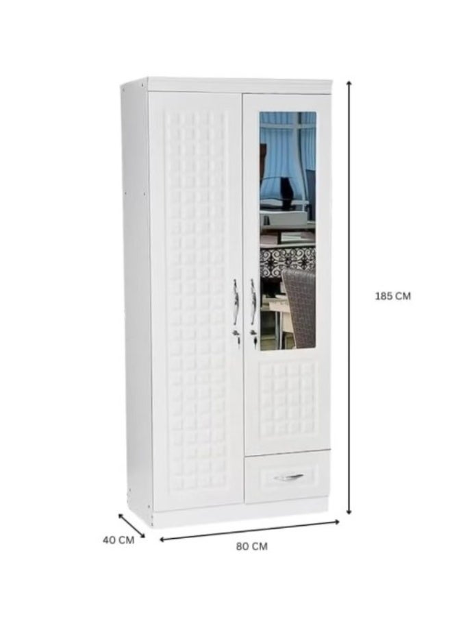 MAF furniture MAF 2 Door Wooden Wardrobe Cabinet Cupboard Engineered Wood Modern Stylish Heavy Duty With Mirror Color White - Image 2