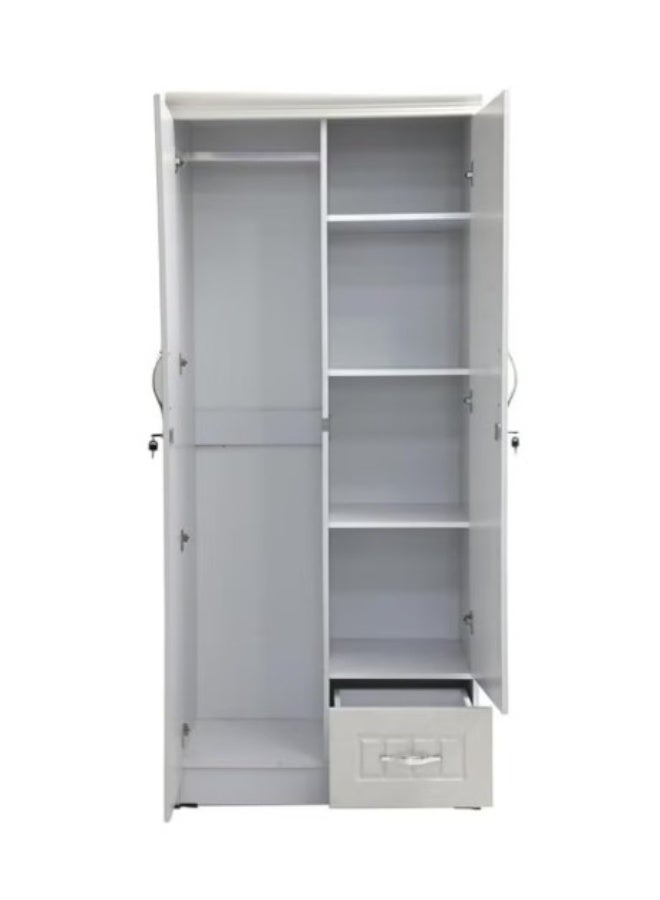 MAF furniture MAF 2 Door Wooden Wardrobe Cabinet Cupboard Engineered Wood Modern Stylish Heavy Duty With Mirror Color White - Image 3
