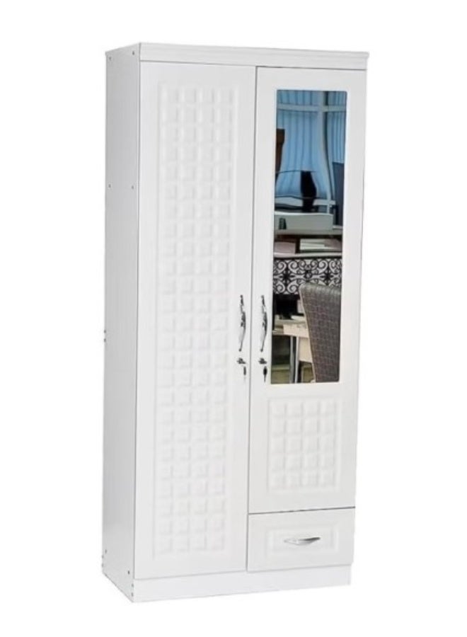 MAF furniture MAF 2 Door Wooden Wardrobe Cabinet Cupboard Engineered Wood Modern Stylish Heavy Duty With Mirror Color White - Image 1