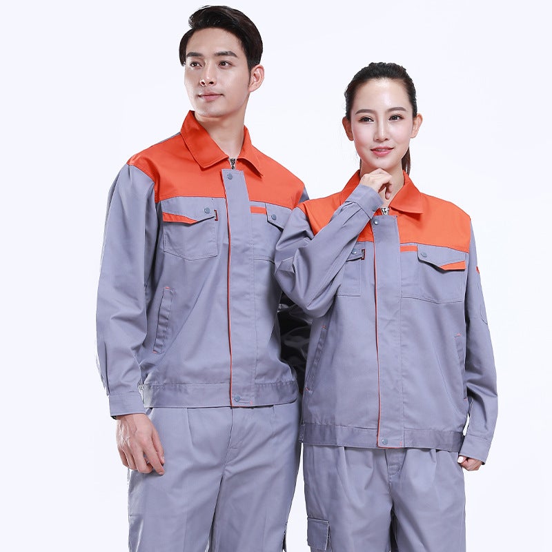 Polyester Cotton Long-Sleeved Work Clothes Suit Construction Site Workshop Auto Repair Workers Wear-Resistant Thickened Labor Protective Clothing - Image 2