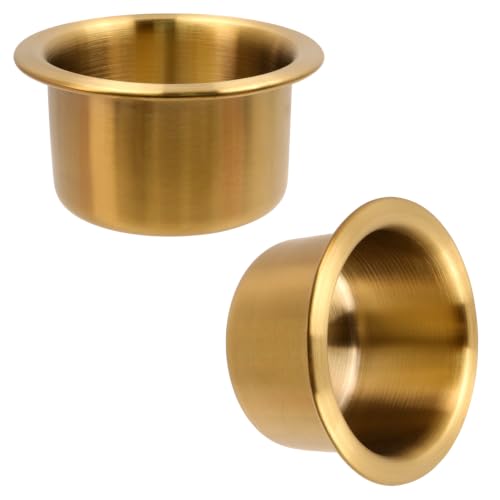 BDFHYK Mewutal 2pcs Stainless Steel Dropin Cup Holders 323 Embedded Gold Drink Holders for RV Cars Trailer Game Table Sofa 421209 - Image 1