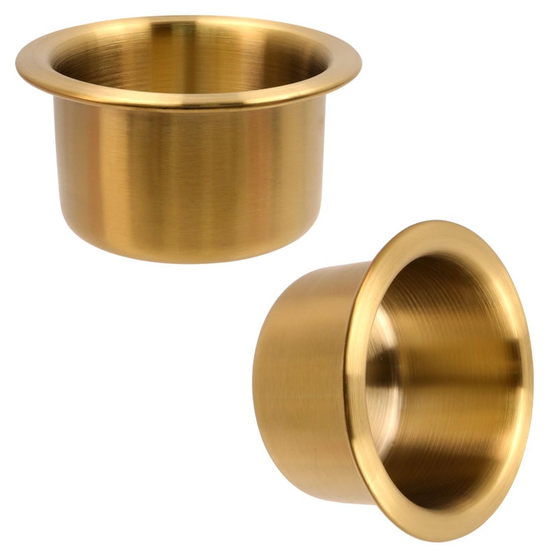 BDFHYK Mewutal 2pcs Stainless Steel Dropin Cup Holders 323 Embedded Gold Drink Holders for RV Cars Trailer Game Table Sofa 421209 - Image 3