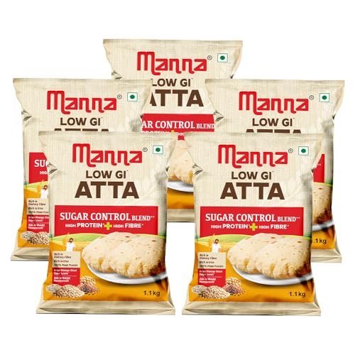 Manna High Protein Multigrain Atta Low GI Sugar Control with 21g Protein, 14g Fibre (in 3-4 Rotis) 5. 5kg - Image 1