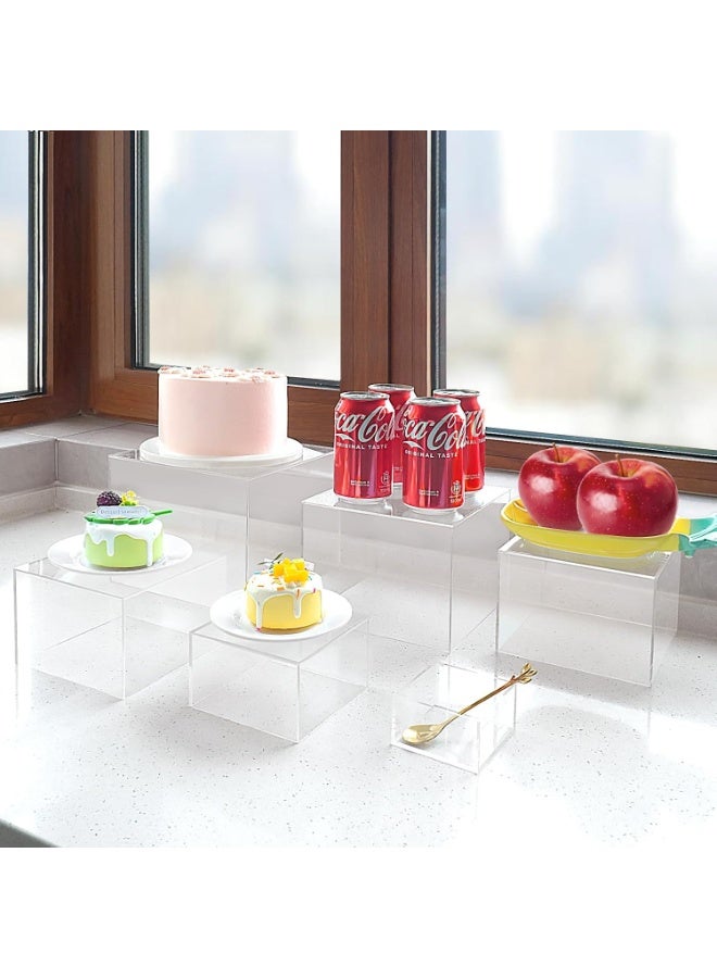 Bukela 6 Pcs Clear Buffet Risers and Stands, Acrylic Food Risers for Buffet Table, Acrylic Risers Display Stands for Wedding Party, food display, Collectibles(8" 7" 6" 5.5" 4.5" 3") - Image 4