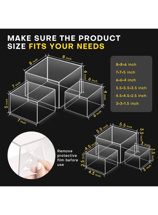 Bukela 6 Pcs Clear Buffet Risers and Stands, Acrylic Food Risers for Buffet Table, Acrylic Risers Display Stands for Wedding Party, food display, Collectibles(8" 7" 6" 5.5" 4.5" 3") - Image 3