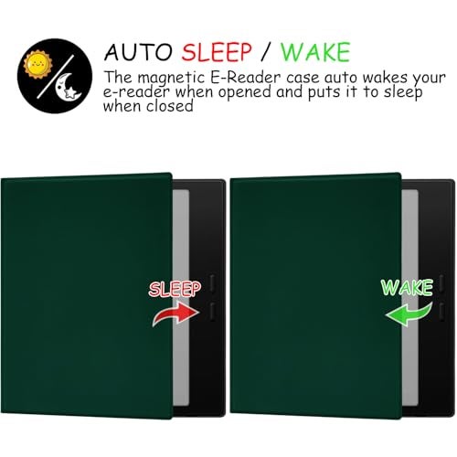 GOVTVA Magnetic Leather Case for 7'' Onyx Boox Go 7 / Boox Tablet Go Color 7 (Gen II/Gen I 2025/2024) /Boox Page Ultra-Thin Lightweight Cover with Auto Sleep/Wake & Magnetic Closure (Blackish Green) - Image 5