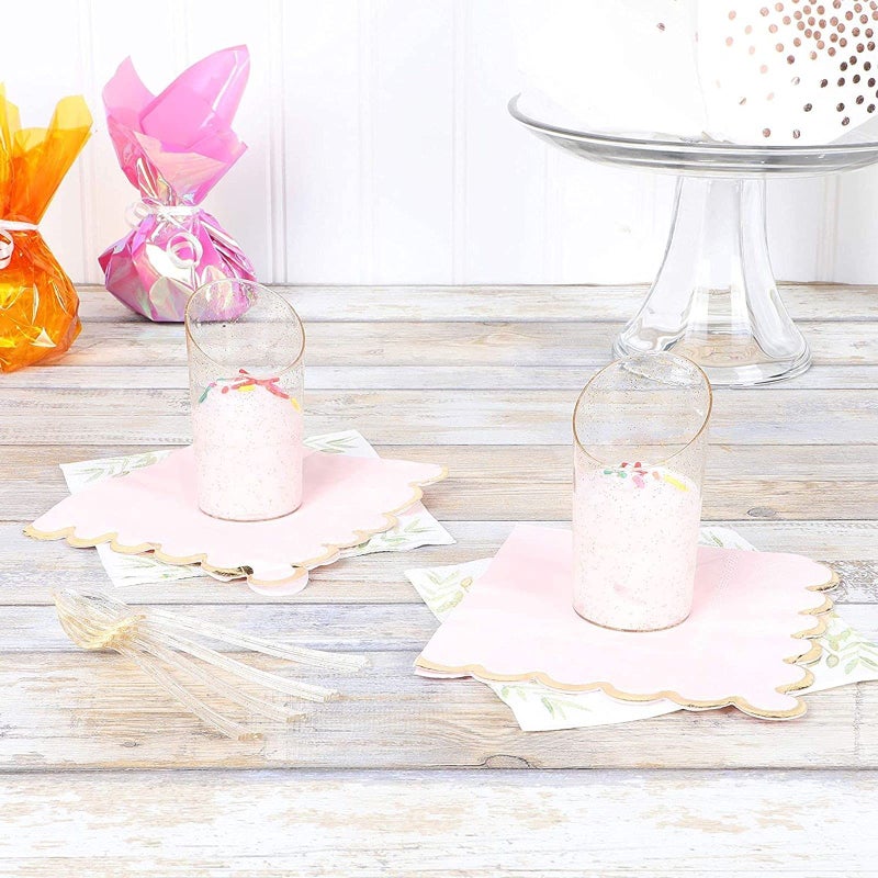 Sparkle and Bash Sparkle and Bash 120 Pieces of Gold Glitter Mini Dessert Cups with Spoons  Plastic Disposable Dessert Cups 3oz for Parfait  Shooters  Mousse  Appetizers  Samples  Treats  Serves 60  - Image 2