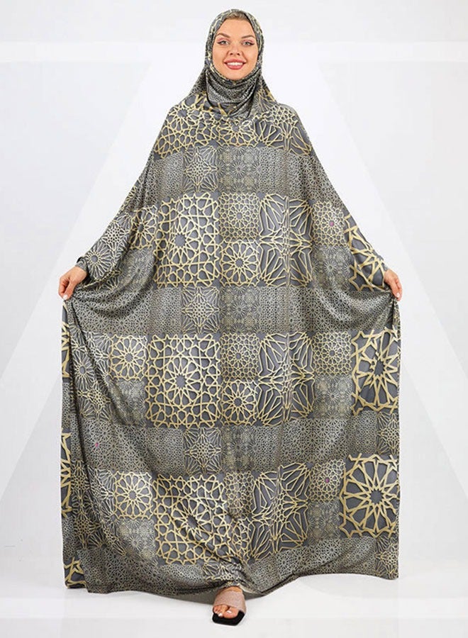 زمرد ثوب صلاة چيرسيه كويتي- مطبوع عملي مع غطاء الرأس  - Image 2