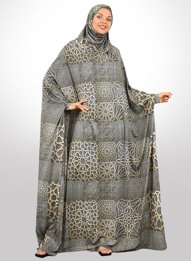 زمرد ثوب صلاة چيرسيه كويتي- مطبوع عملي مع غطاء الرأس  - Image 1