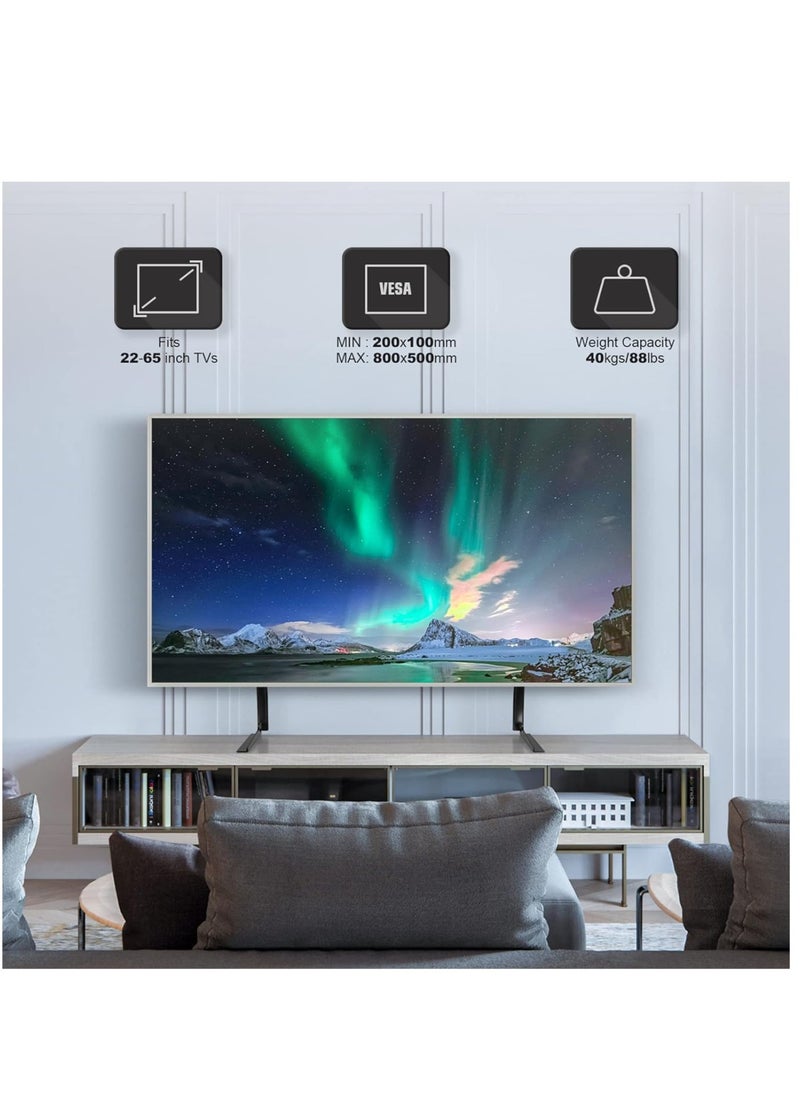 5Rcom TV Stand Mount, Universal TV Stand Tabletop for 22 to 65 inch Plasma LCD LED Flat Screen TVs, TV Legs, Holds up to 88lbs, Max VESA 800 x 500mm, Height Adjustable TV Base, TV Stand