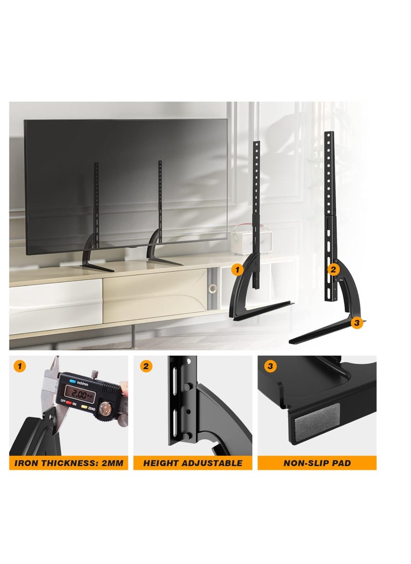 5Rcom TV Stand Mount, Universal TV Stand Tabletop for 22 to 65 inch Plasma LCD LED Flat Screen TVs, TV Legs, Holds up to 88lbs, Max VESA 800 x 500mm, Height Adjustable TV Base, TV Stand
