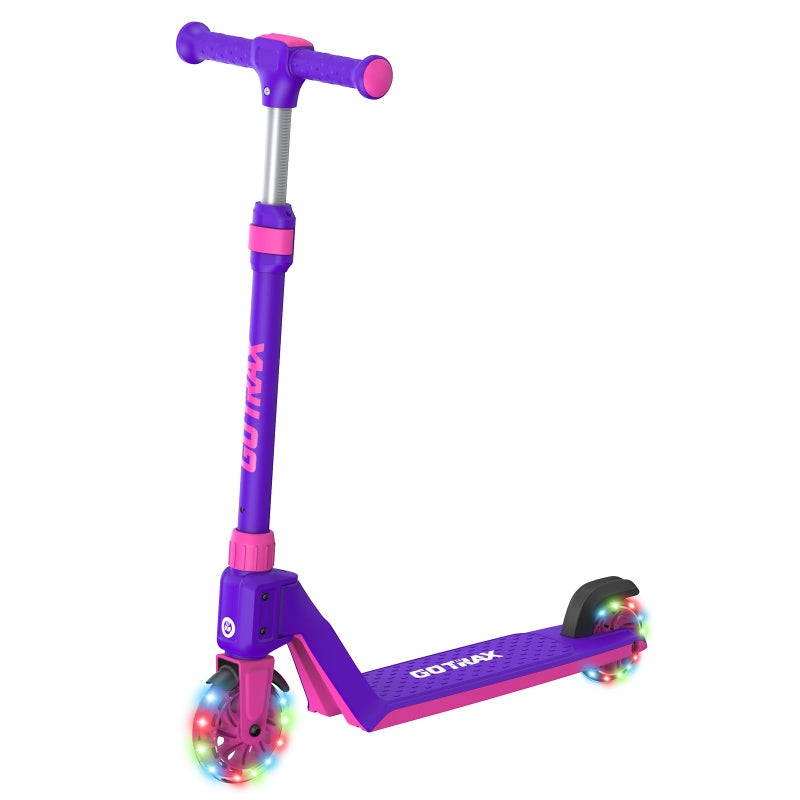 Gotrax K03 Kick Scooter for Kids 5 LED Lighted Wheels and Adjustable Handlebars Lightweight Design and AntiSlip Deck Max Load 110 Lbs Kids Scooter for Boys Girls Ages 3 Purple