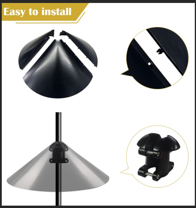 Queension Squirrel Proof Baffle, 19-inch Wide Squirrel Guard Stopper for Outdoor Bird Feeder Poles or Outside Shepherd Hooks, Save Bird Houses from Squirrels, Raccoons, and Rodents, Black, 1 Packâ€¦ - Image 3