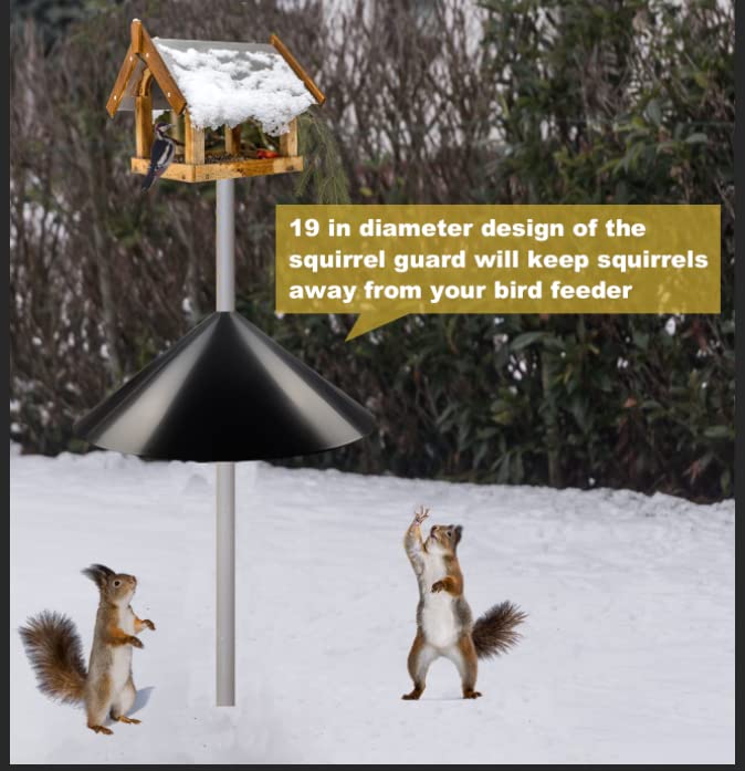 Queension Squirrel Proof Baffle, 19-inch Wide Squirrel Guard Stopper for Outdoor Bird Feeder Poles or Outside Shepherd Hooks, Save Bird Houses from Squirrels, Raccoons, and Rodents, Black, 1 Packâ€¦ - Image 4