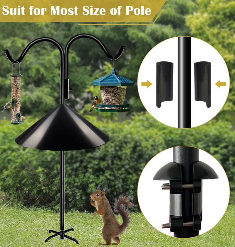 Queension Squirrel Proof Baffle, 19-inch Wide Squirrel Guard Stopper for Outdoor Bird Feeder Poles or Outside Shepherd Hooks, Save Bird Houses from Squirrels, Raccoons, and Rodents, Black, 1 Packâ€¦ - Image 2
