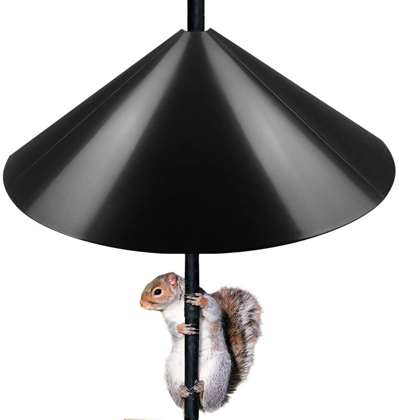 Queension Squirrel Proof Baffle, 19-inch Wide Squirrel Guard Stopper for Outdoor Bird Feeder Poles or Outside Shepherd Hooks, Save Bird Houses from Squirrels, Raccoons, and Rodents, Black, 1 Packâ€¦ - Image 1