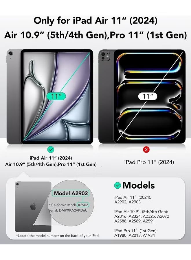 جينيكست جراب أزرق داكن لجهاز iPad Air مقاس 11 بوصة (M2، الجيل السادس/الخامس/الرابع) - حامل ثلاثي الطي رفيع مع إغلاق مغناطيسي، حماية متينة، يدعم قلم Apple Pencil Pro ومنفذ USB-C - Image 2