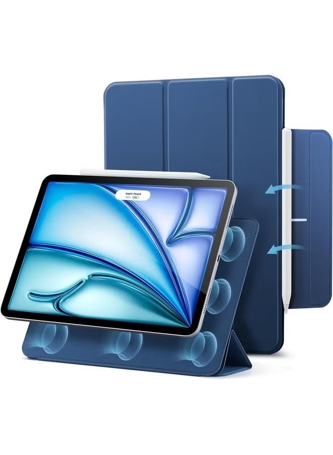 جينيكست جراب أزرق داكن لجهاز iPad Air مقاس 11 بوصة (M2، الجيل السادس/الخامس/الرابع) - حامل ثلاثي الطي رفيع مع إغلاق مغناطيسي، حماية متينة، يدعم قلم Apple Pencil Pro ومنفذ USB-C - Image 1